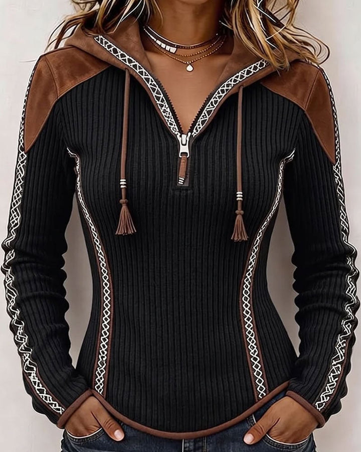 Seniya - Long Sleeve Hooded With Front Zipper