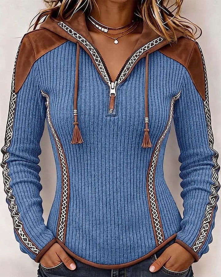 Seniya - Long Sleeve Hooded With Front Zipper
