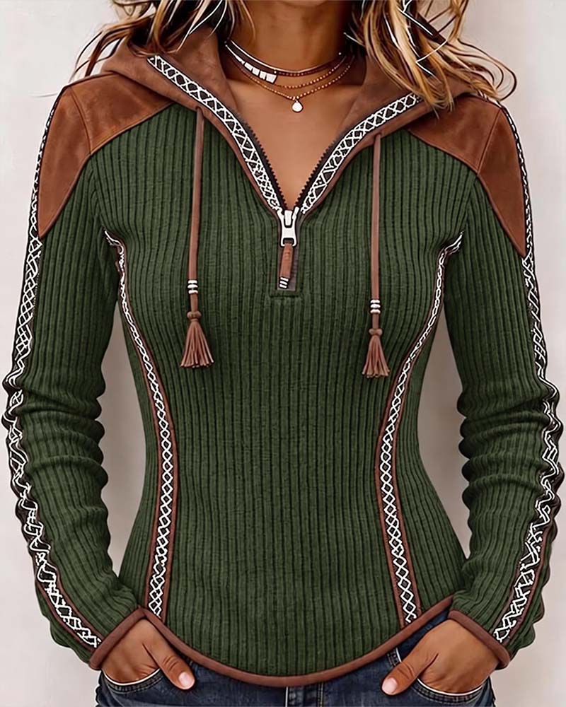 Seniya - Long Sleeve Hooded With Front Zipper