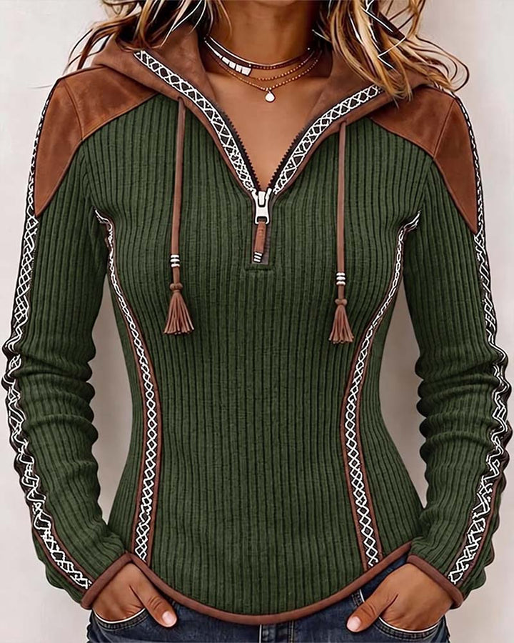 Seniya - Long Sleeve Hooded With Front Zipper