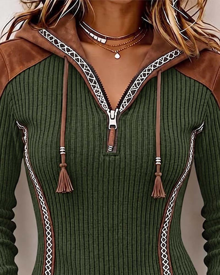 Seniya - Long Sleeve Hooded With Front Zipper