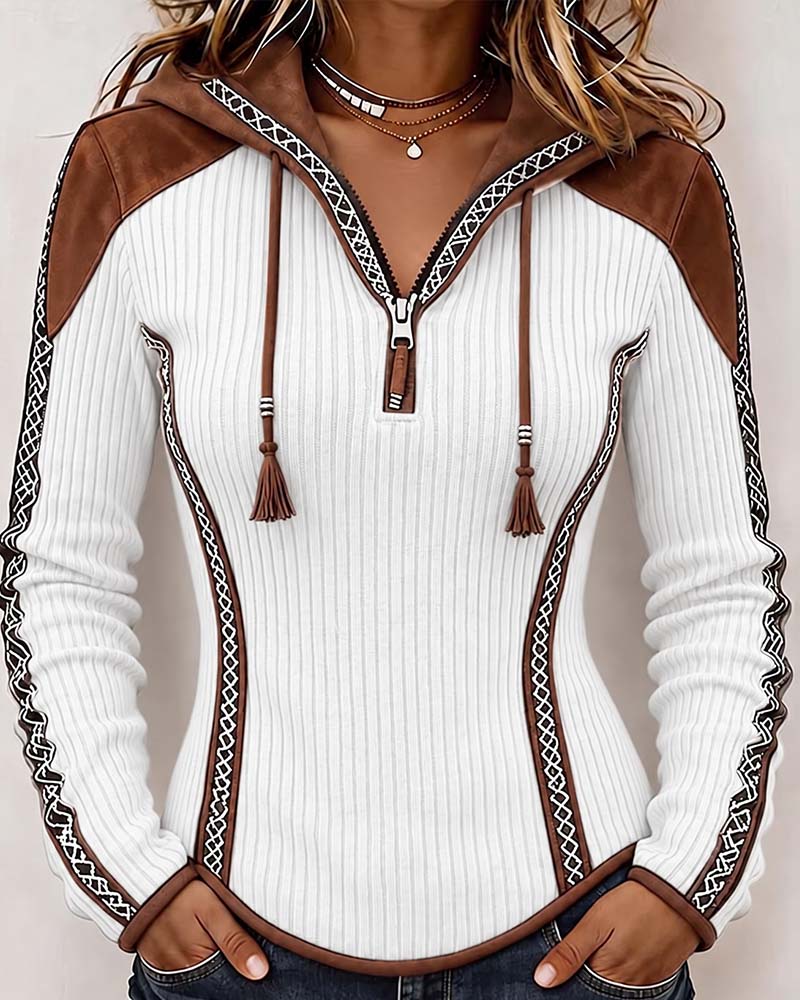 Seniya - Long Sleeve Hooded With Front Zipper