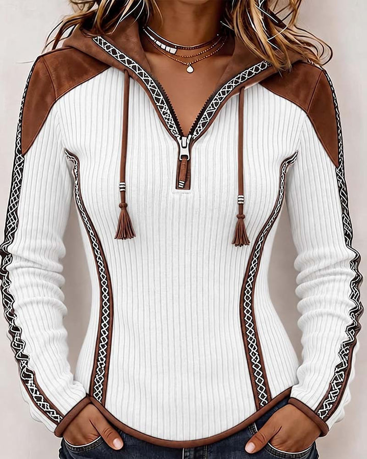 Seniya - Long Sleeve Hooded With Front Zipper