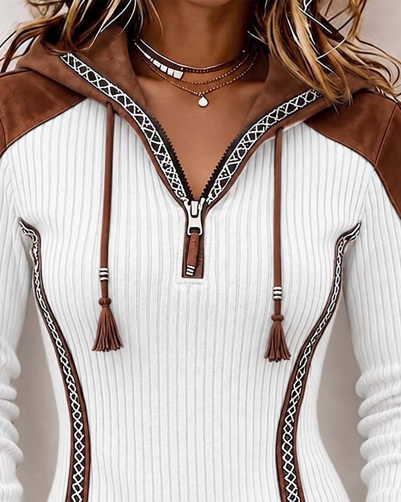 Seniya - Long Sleeve Hooded With Front Zipper
