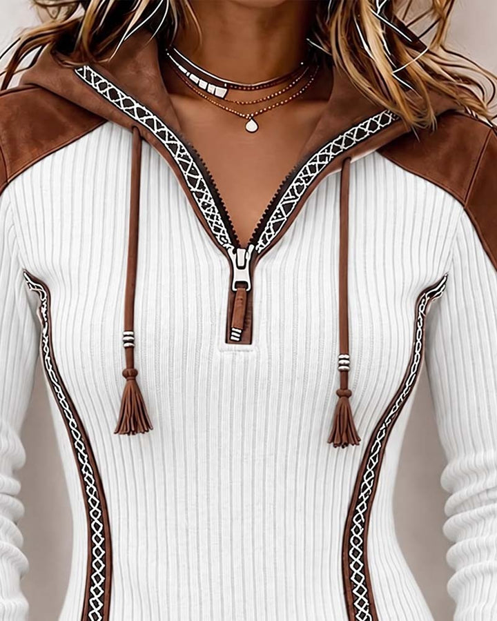 Seniya - Long Sleeve Hooded With Front Zipper